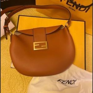 Fendi small croissant brown/tan leather bag